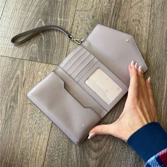 Kate Spade Gray Leather Wristlet Clutch - Picture 3 of 3